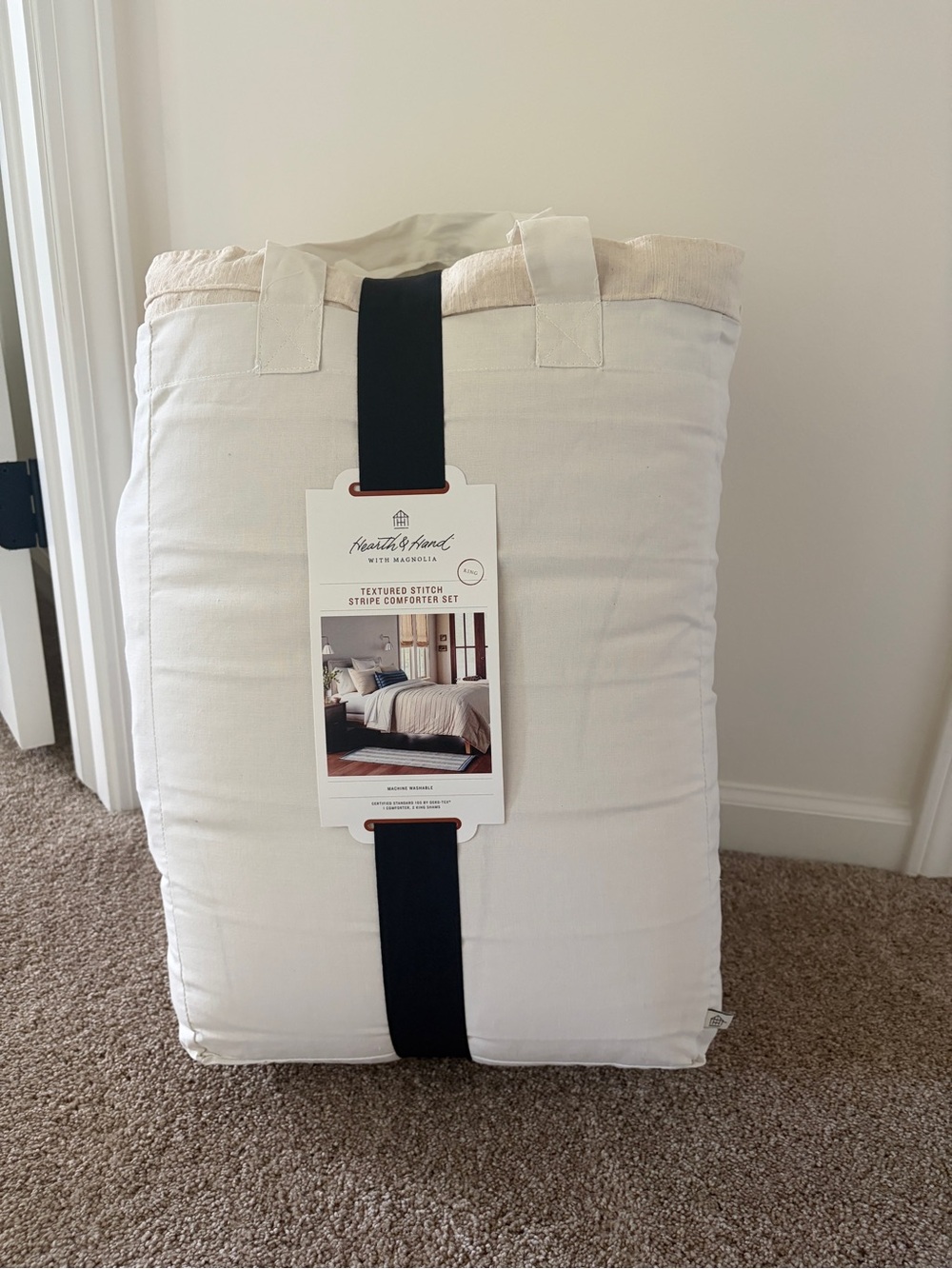 King Stitch Stripe Comforter Set Tan - Hearth & Hand with Magnolia